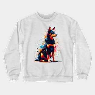 Working Kelpie Captured in Colorful Splash Art Style Crewneck Sweatshirt